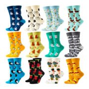 Novelty Happy Combed Cotton Men's Dress Socks Funny Fun Colorful Crazy Funky Cute Crew Socks for Men - Image 2